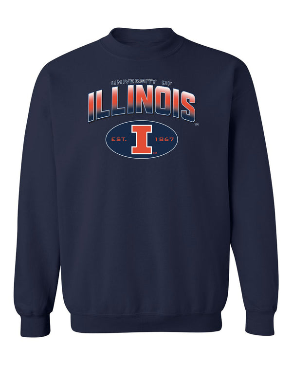 Illinois Fighting Illini Crewneck Sweatshirt - Full Color Fade Illinois Arch