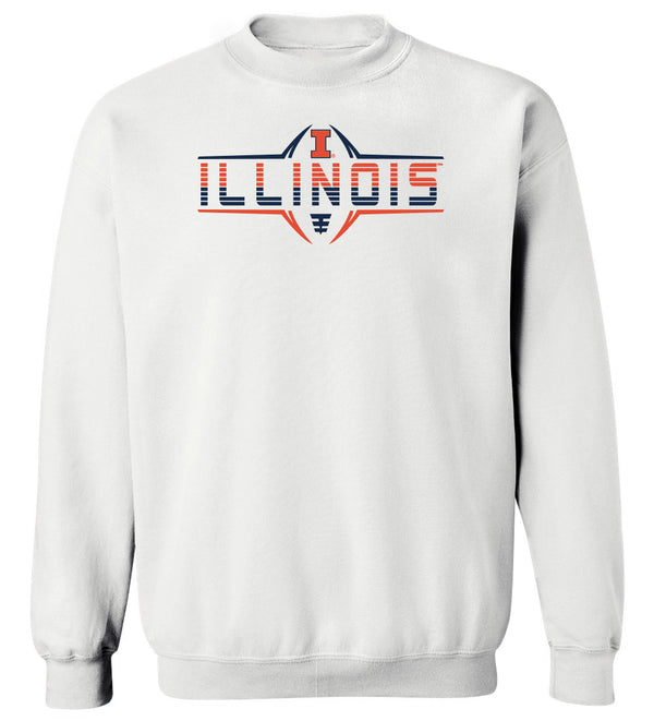 Illinois Fighting Illini Crewneck Sweatshirt - Striped Illinois Football Laces