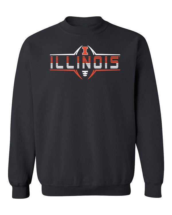 Illinois Fighting Illini Crewneck Sweatshirt - Striped Illinois Football Laces