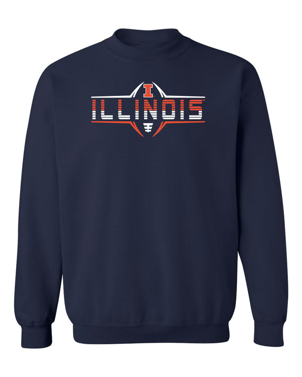 Illinois Fighting Illini Crewneck Sweatshirt - Striped Illinois Football Laces