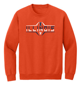 Illinois Fighting Illini Crewneck Sweatshirt - Striped Illinois Football Laces