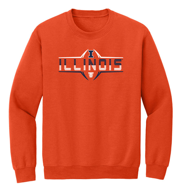 Illinois Fighting Illini Crewneck Sweatshirt - Striped Illinois Football Laces