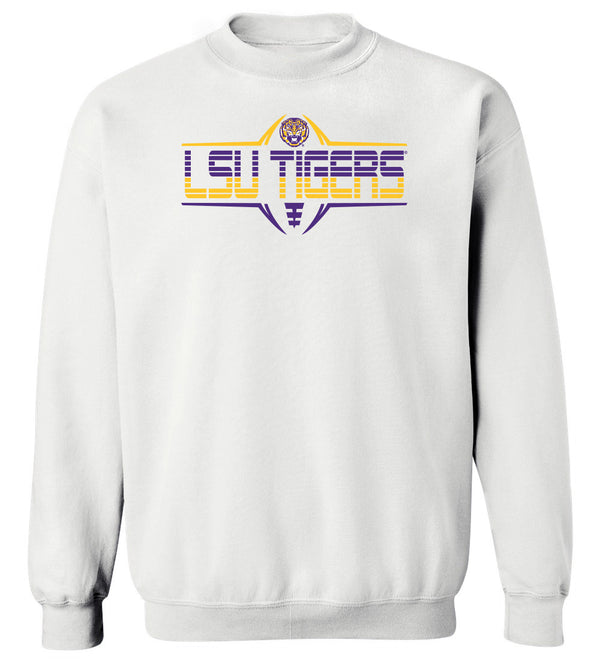 LSU Tigers Crewneck Sweatshirt - Striped Tigers Football Laces