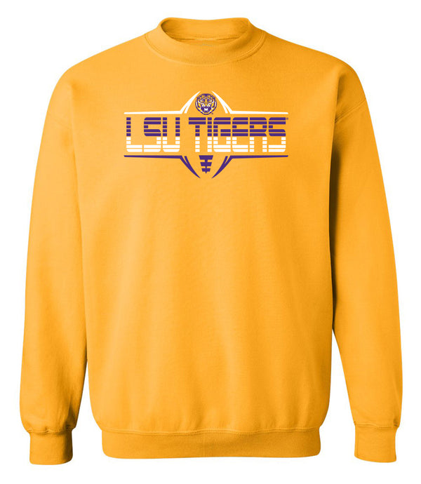 LSU Tigers Crewneck Sweatshirt - Striped Tigers Football Laces