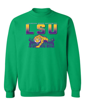 LSU Tigers Crewneck Sweatshirt - LSU Tiger Stadium Full Color Fade