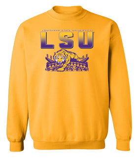 LSU Tigers Crewneck Sweatshirt - LSU Tiger Stadium Full Color Fade