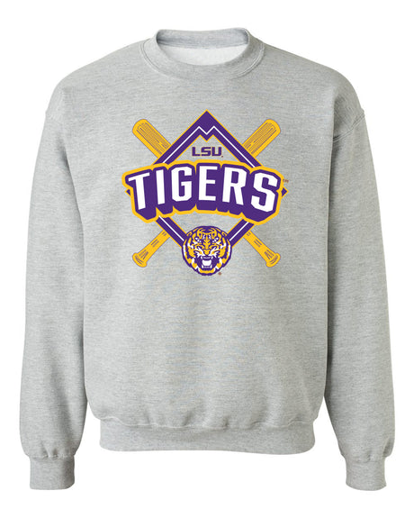 LSU Tigers Crewneck Sweatshirt - LSU Baseball Diamond