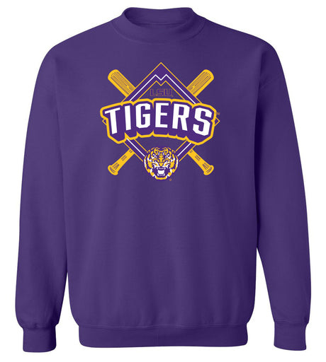 LSU Tigers Crewneck Sweatshirt - LSU Baseball Diamond