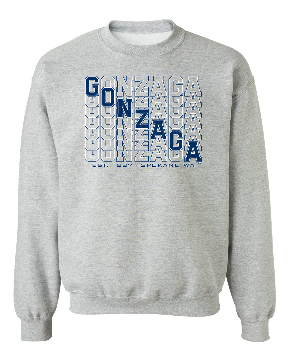 Gonzaga Bulldogs Crewneck Sweatshirt - Diagonal Echo Gonzaga