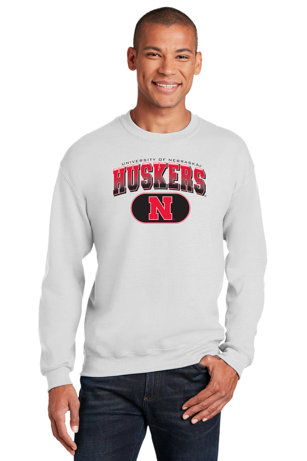 Nebraska Huskers Crewneck Sweatshirt - Full Color Huskers Fade with Block N