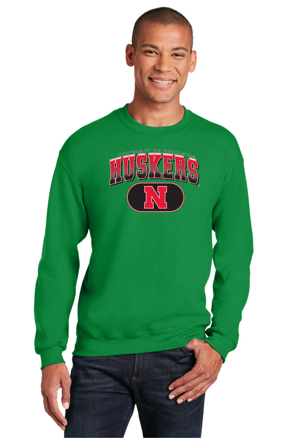 Nebraska Huskers Crewneck Sweatshirt - Full Color Huskers Fade with Block N