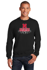 Nebraska Huskers Crewneck Sweatshirt - 3D Huskers Spotlight Shadow