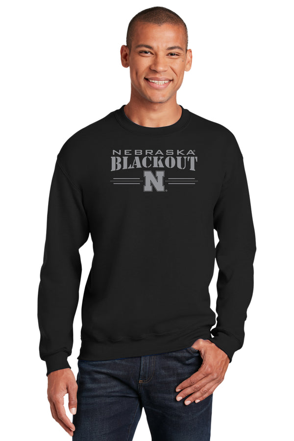 Nebraska Huskers Crewneck Sweatshirt - Nebraska Blackout Block N