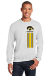 Iowa Hawkeyes Crewneck Sweatshirt - Vert Stripe with Tigerhawk