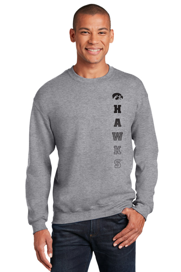 Iowa Hawkeyes Crewneck Sweatshirt - Vert Hawks Fade with Tigerhawk