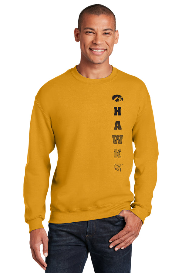 Iowa Hawkeyes Crewneck Sweatshirt - Vert Hawks Fade with Tigerhawk