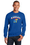 Kansas Jayhawks Crewneck Sweatshirt - Full Color Fade Kansas Logo