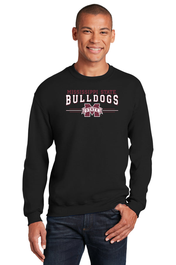 Mississippi State Bulldogs Crewneck Sweatshirt - MSU Bulldogs 3-Stripe