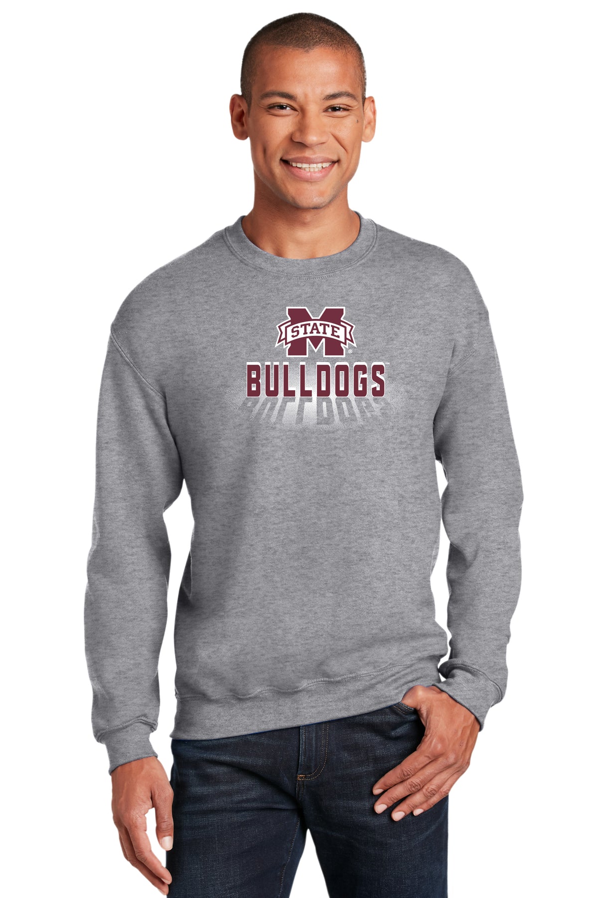 Mississippi State Bulldogs Crewneck Sweatshirt - Bulldogs Spotlight and Shadow