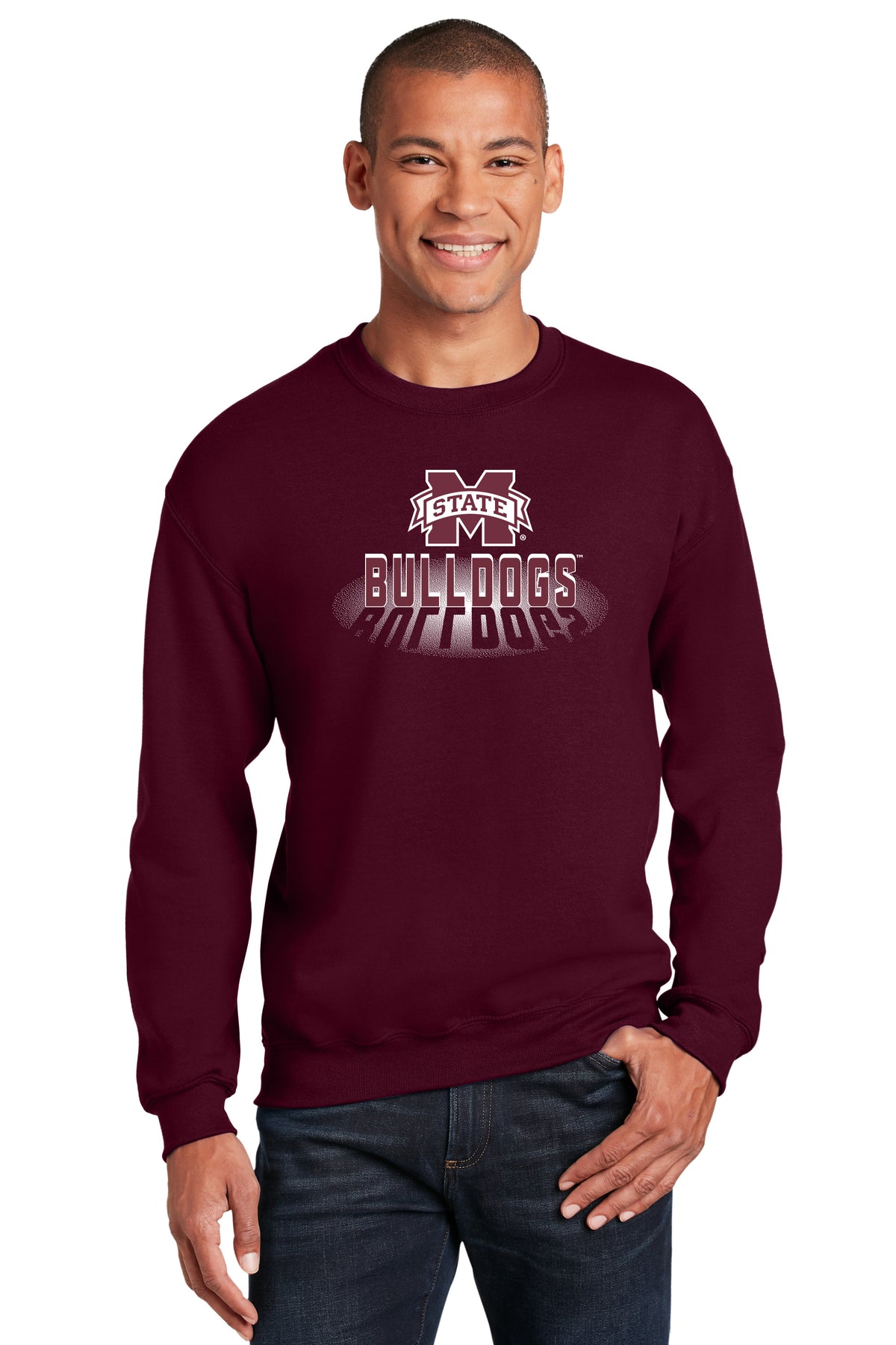 Mississippi State Bulldogs Crewneck Sweatshirt - Bulldogs Spotlight and Shadow