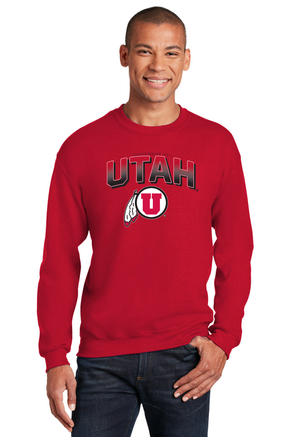 Utah Utes Crewneck Sweatshirt - Full Color Fade Utah Utes Logo