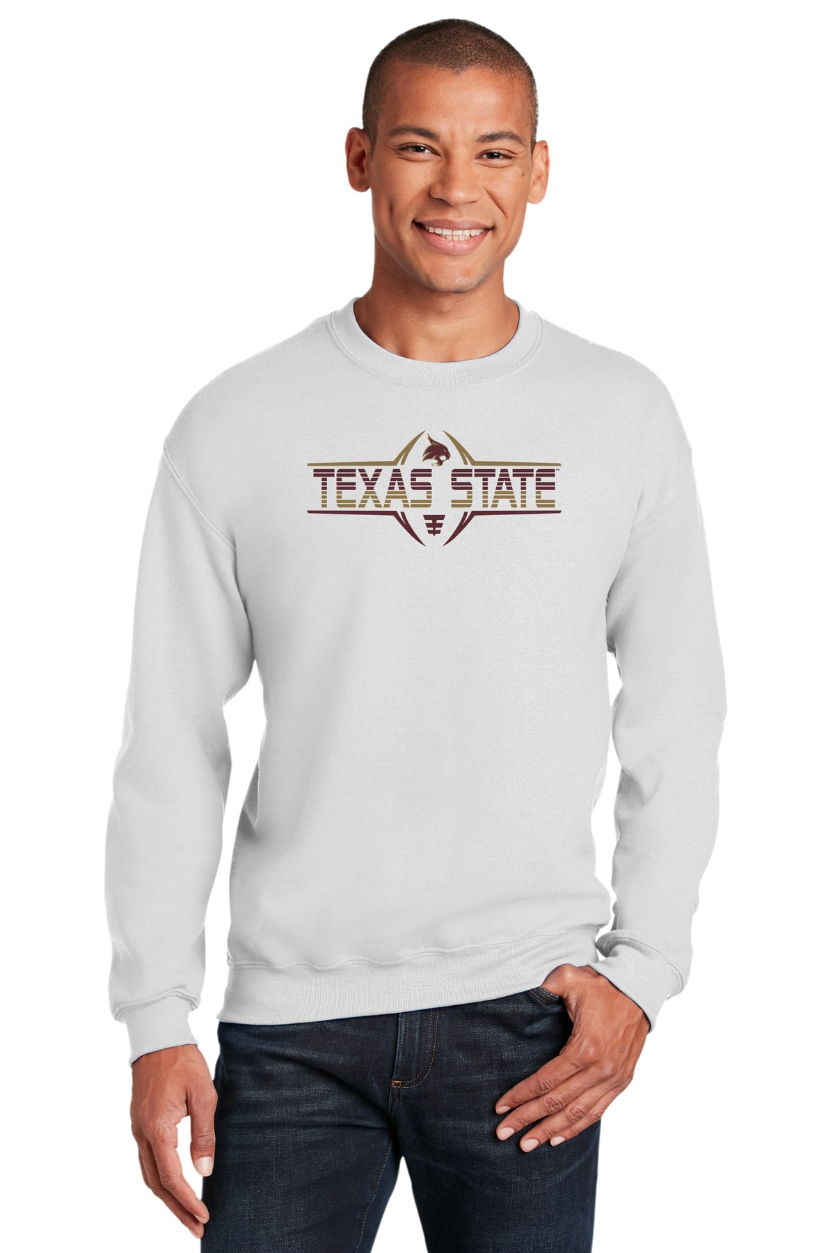 Texas State Bobcats Crewneck Sweatshirt - Striped Texas State Football Laces