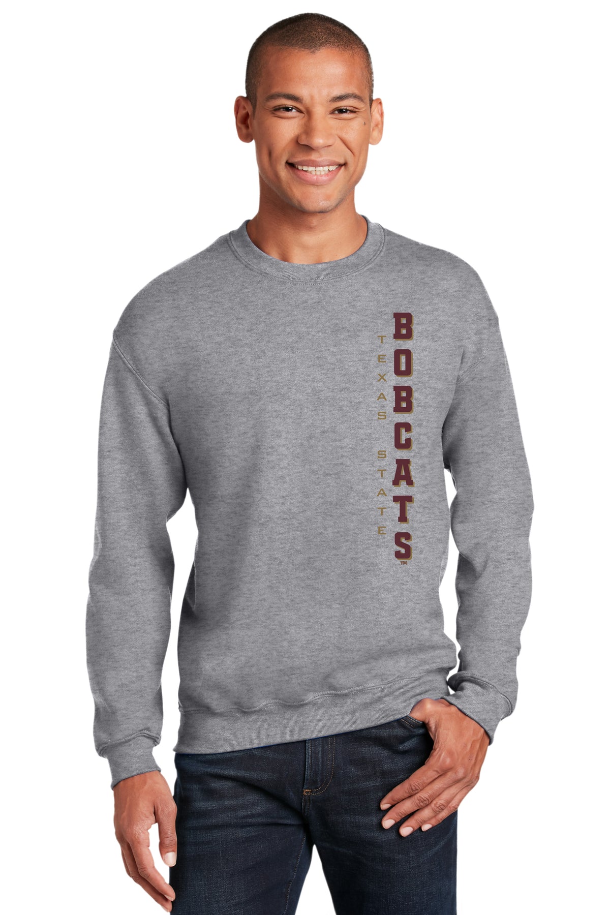 Texas State Bobcats Crewneck Sweatshirt - Vertical Texas State Bobcats