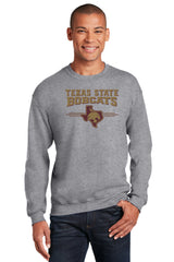 Texas State Bobcats Crewneck Sweatshirt - 3 Stripe State Outline Logo