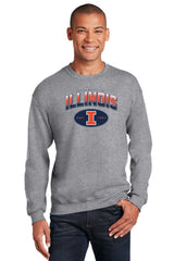 Illinois Fighting Illini Crewneck Sweatshirt - Full Color Fade Illinois Arch