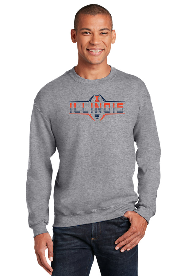 Illinois Fighting Illini Crewneck Sweatshirt - Striped Illinois Football Laces