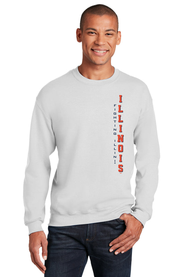 Illinois Fighting Illini Crewneck Sweatshirt - Vertical Illinois Fighting Illini