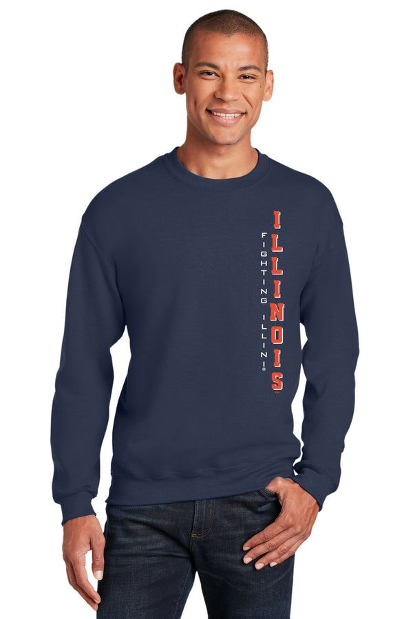 Illinois Fighting Illini Crewneck Sweatshirt - Vertical Illinois Fighting Illini