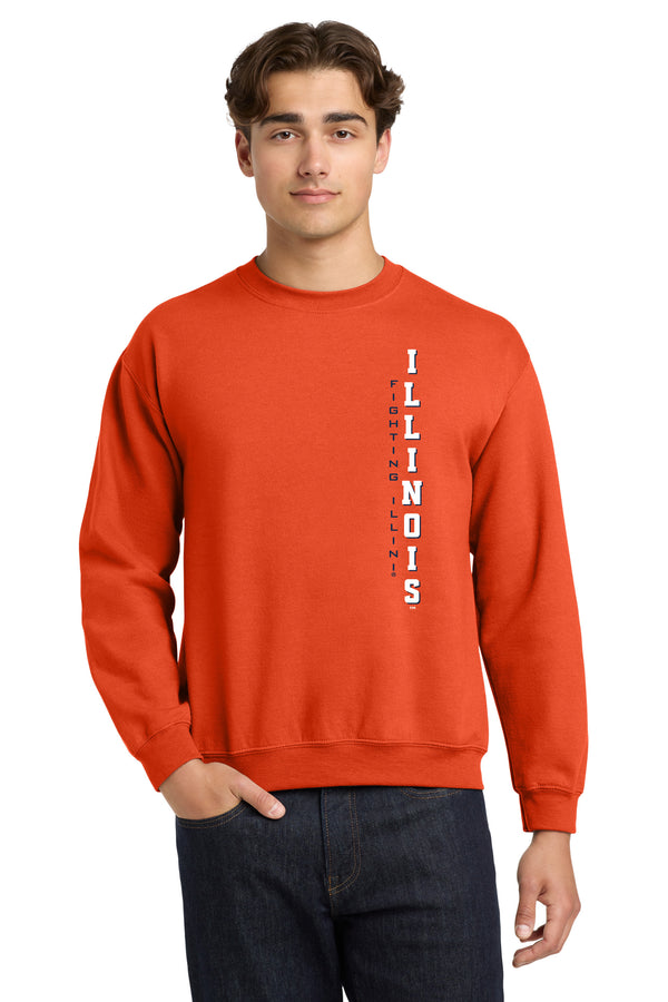 Illinois Fighting Illini Crewneck Sweatshirt - Vertical Illinois Fighting Illini