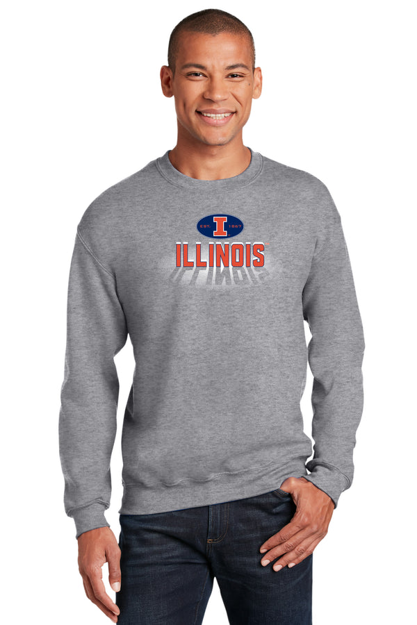 Illinois Fighting Illini Crewneck Sweatshirt - Spotlight and Shadow Illinois