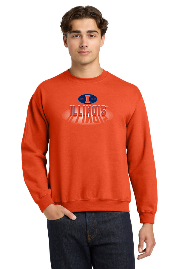 Illinois Fighting Illini Crewneck Sweatshirt - Spotlight and Shadow Illinois