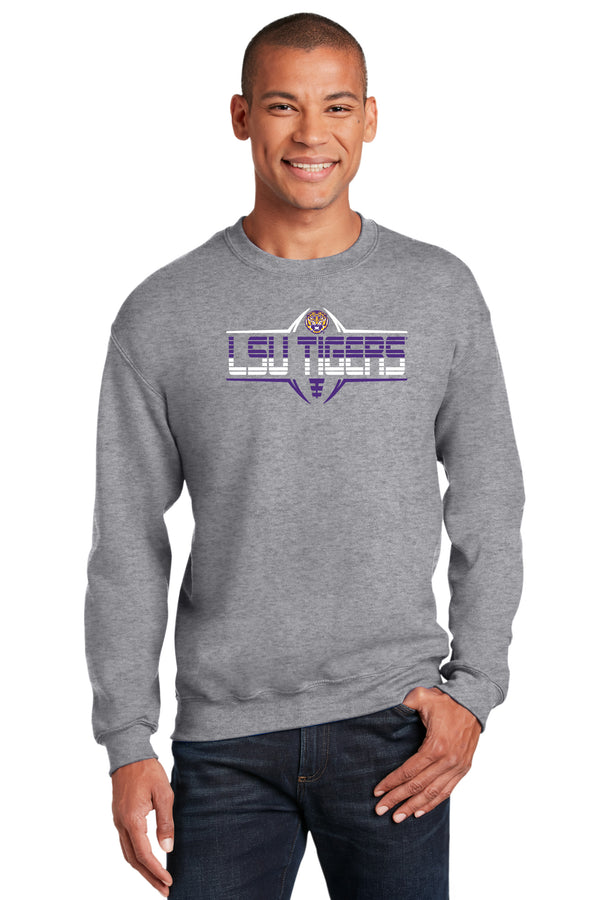 LSU Tigers Crewneck Sweatshirt - Striped Tigers Football Laces