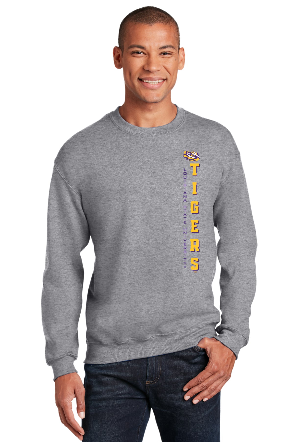 LSU Tigers Crewneck Sweatshirt - Vertical Louisiana State University Tigers