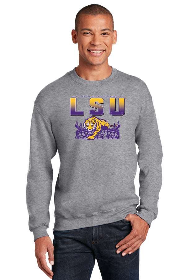 LSU Tigers Crewneck Sweatshirt - LSU Tiger Stadium Full Color Fade