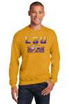 LSU Tigers Crewneck Sweatshirt - LSU Tiger Stadium Full Color Fade