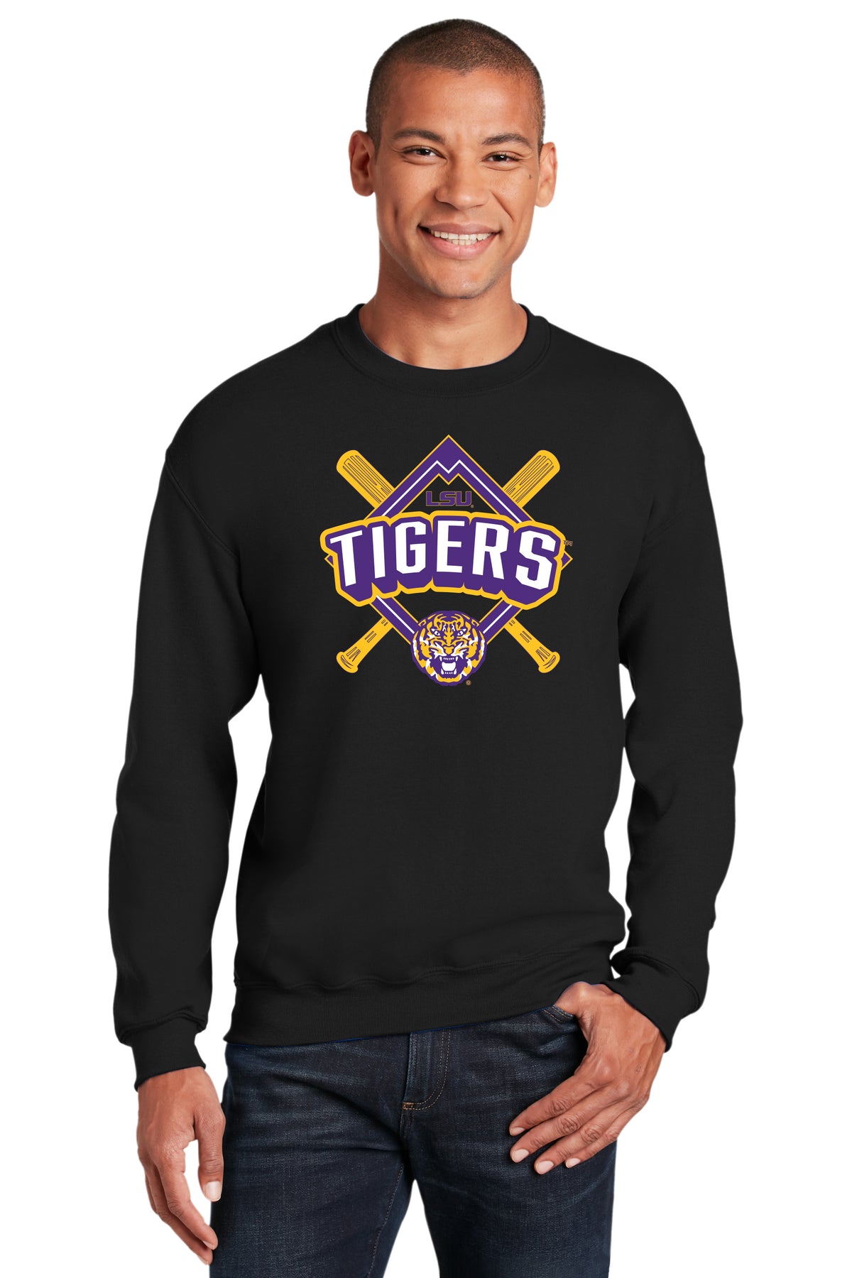 LSU Tigers Crewneck Sweatshirt - LSU Baseball Diamond