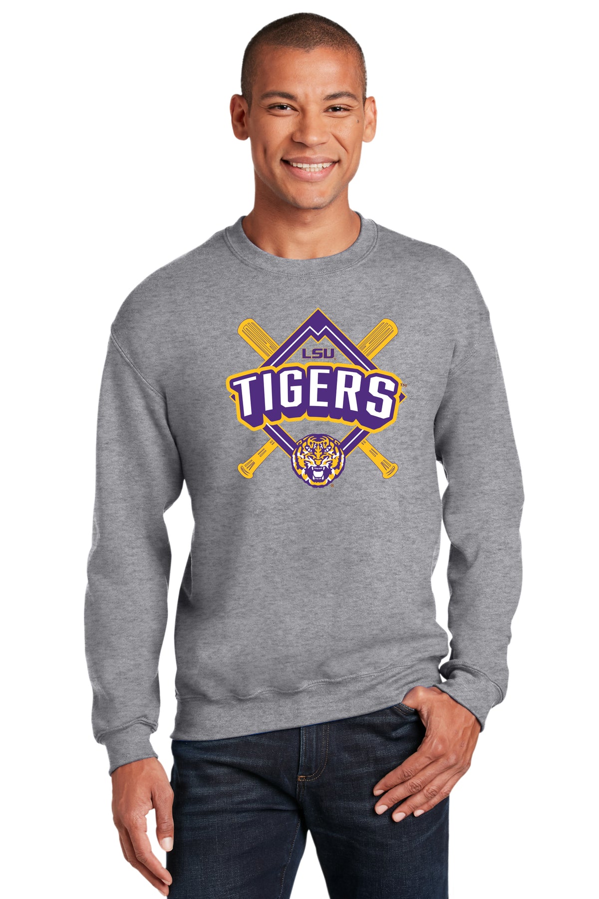 LSU Tigers Crewneck Sweatshirt - LSU Baseball Diamond