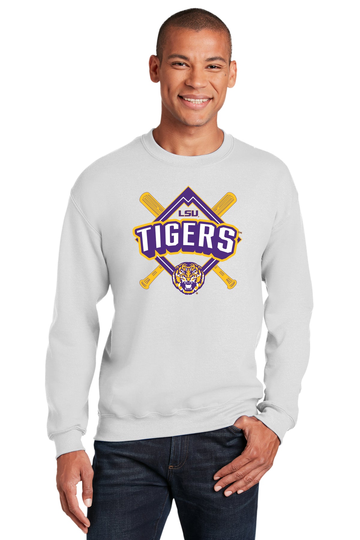LSU Tigers Crewneck Sweatshirt - LSU Baseball Diamond