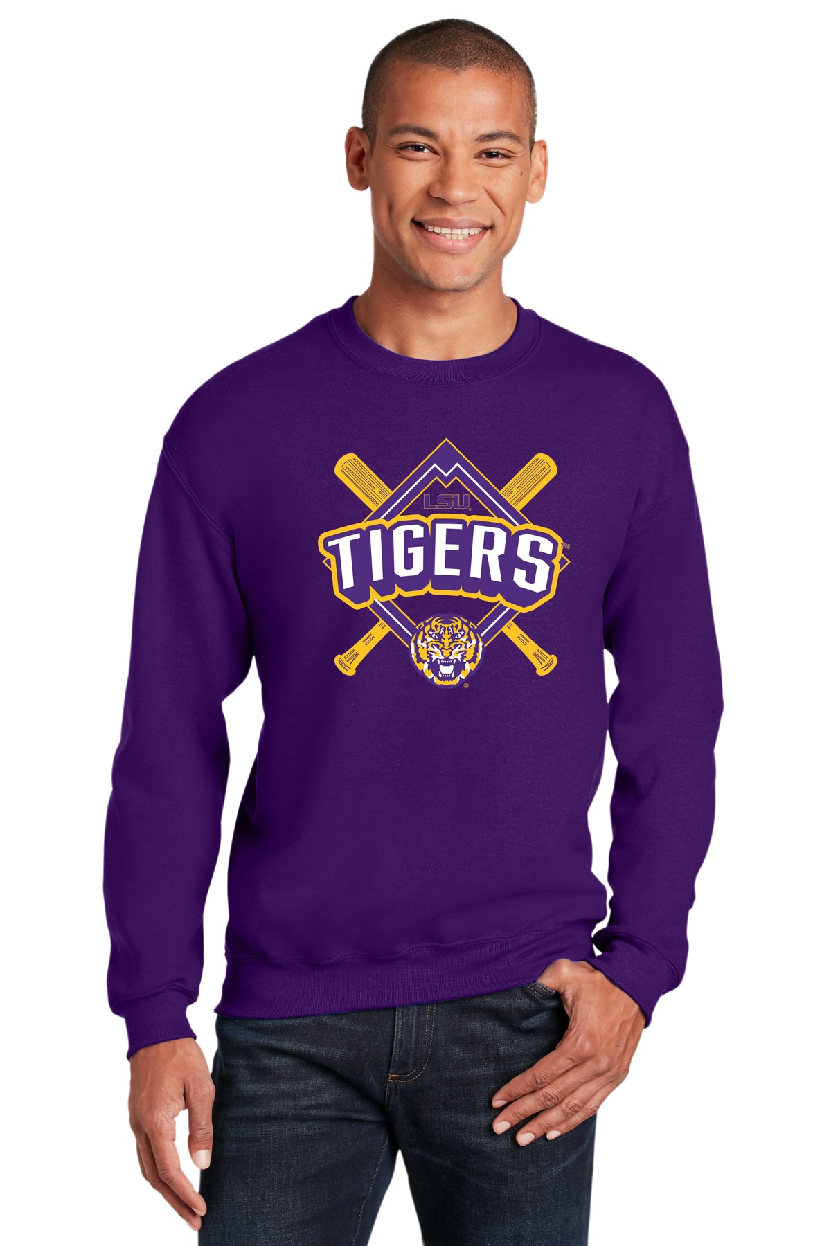 LSU Tigers Crewneck Sweatshirt - LSU Baseball Diamond