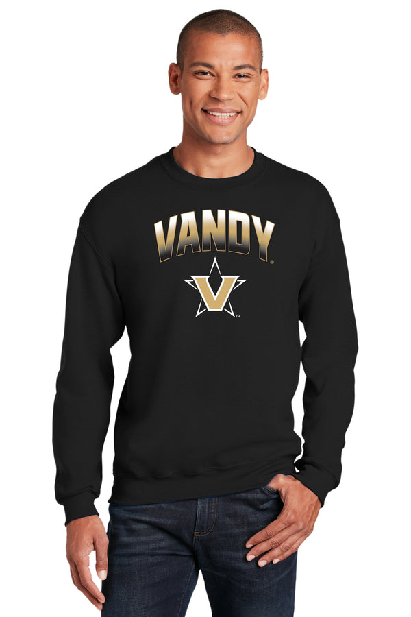 Vanderbilt Commodores Crewneck Sweatshirt - Vandy Arch Full Color Fade with Primary