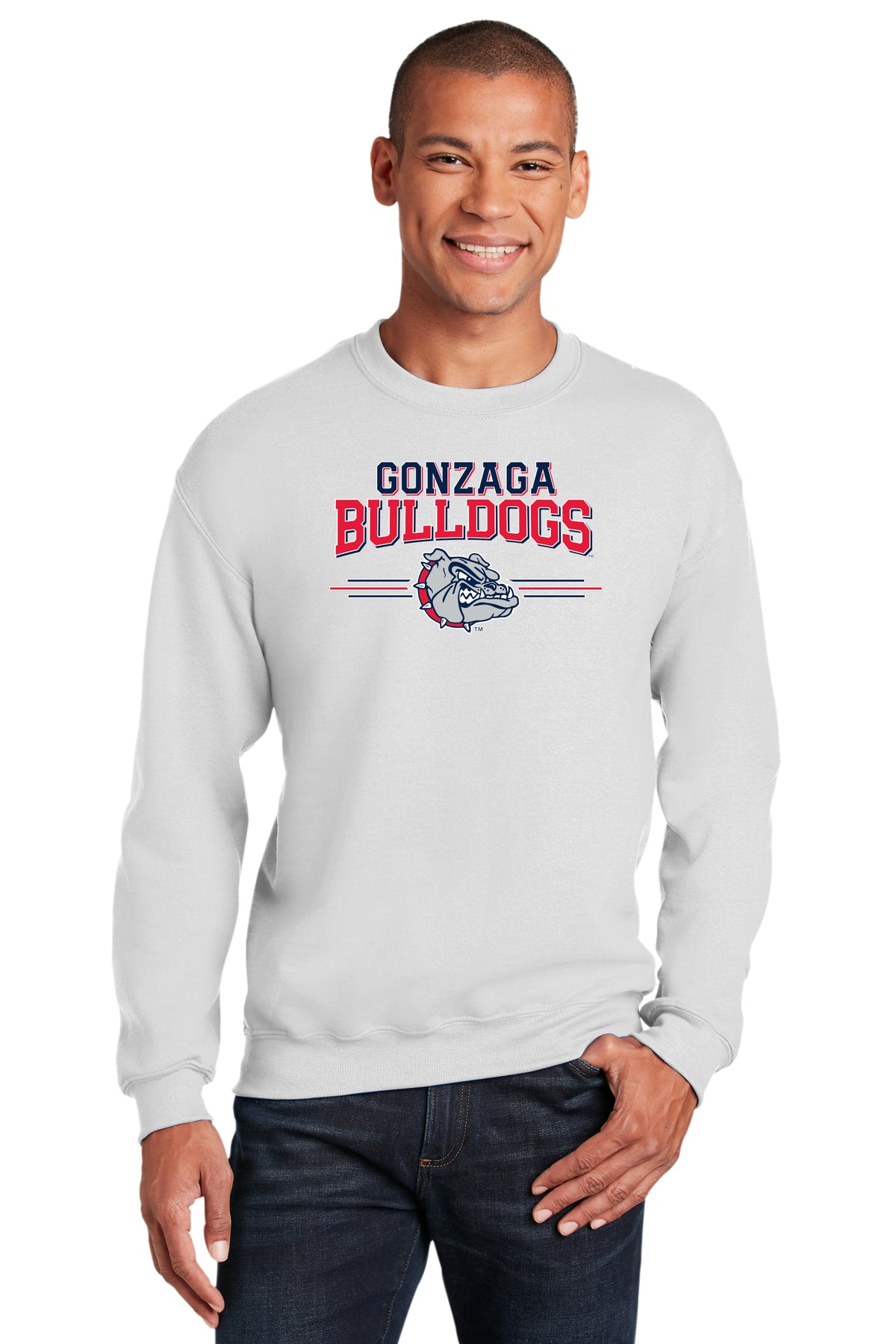 Gonzaga Bulldogs Crewneck Sweatshirt - Gonzaga Bulldogs 3 Stripe