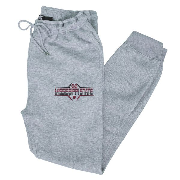 Mississippi State Bulldogs Premium Fleece Joggers - Striped MSU Bulldogs Football Laces