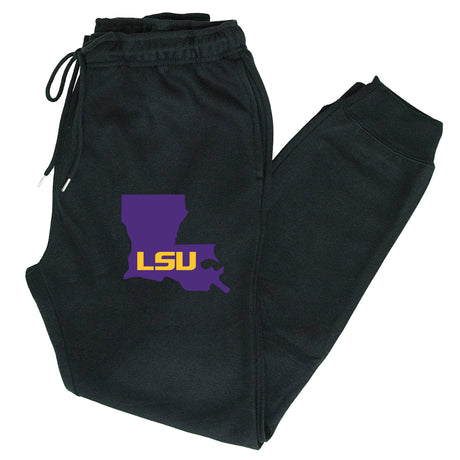 LSU Tigers Premium Fleece Joggers - Purple Ink State Shape