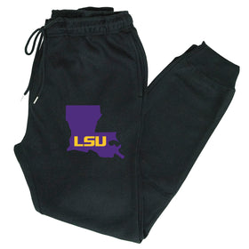 LSU Tigers Premium Fleece Joggers - Purple Ink State Shape