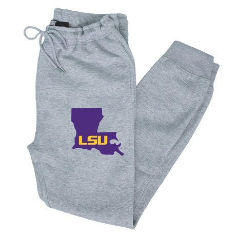 LSU Tigers Premium Fleece Joggers - Purple Ink State Shape