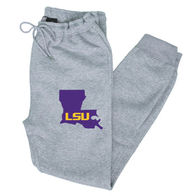 LSU Tigers Premium Fleece Joggers - Purple Ink State Shape